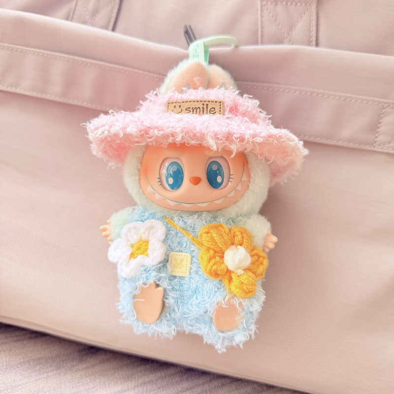 Labubu Pink & Blue Floral Whisper Set – Soft Bloom Outfit with Canvas Shoes