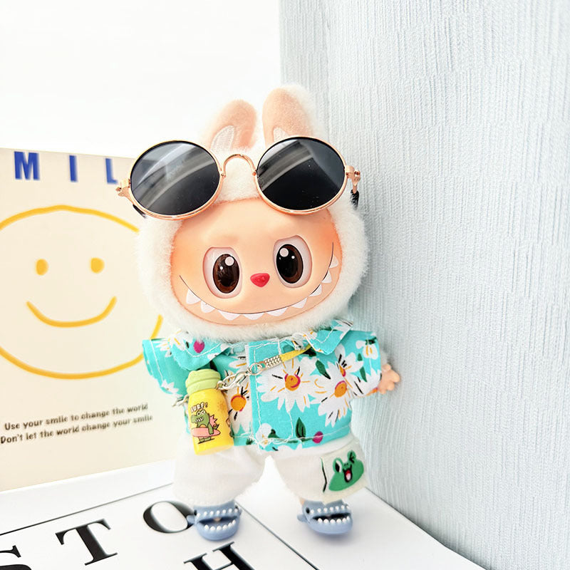 Labubu Sky Blue Beach Set – Summer Outfit with Shark Sandals & Yellow Bottle