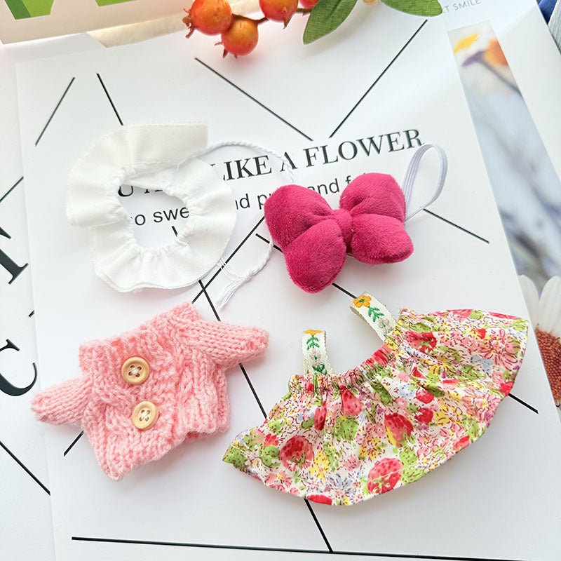 Labubu Floral Picnic Outfit – Red Dress Set with Pink Shoes & Red Glasses - MuffuLabZGG003