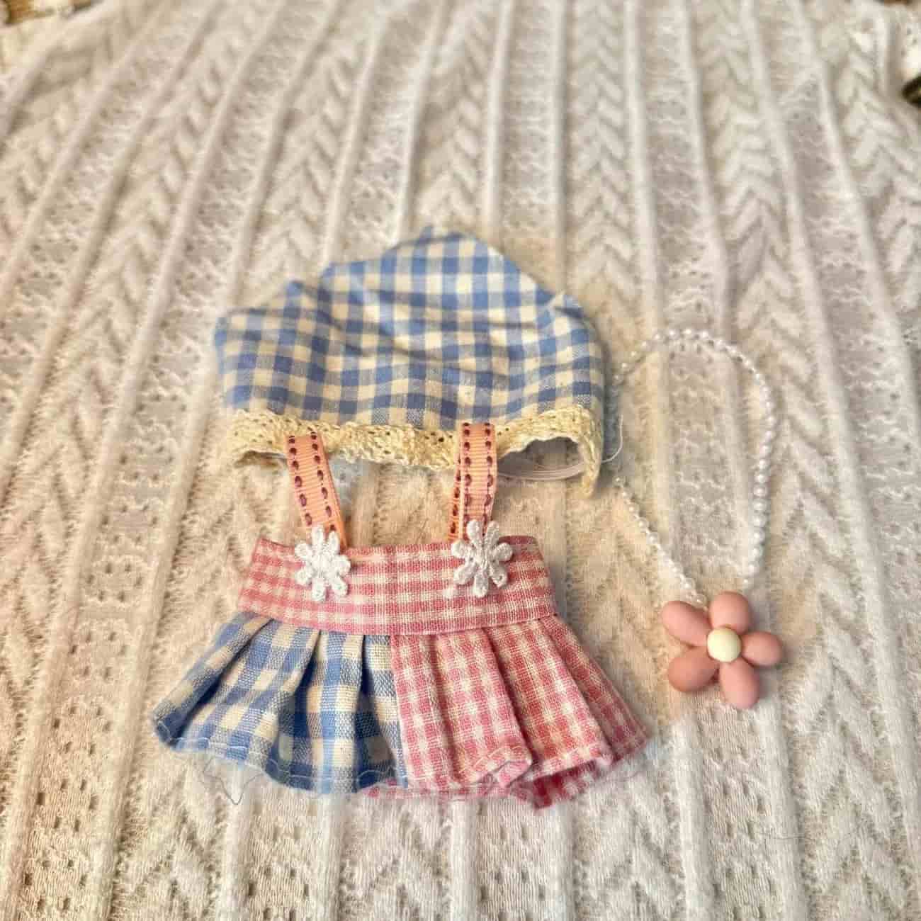 Labubu Pastel Plaid Cottagecore Dress Set - MuffuLabSYD053